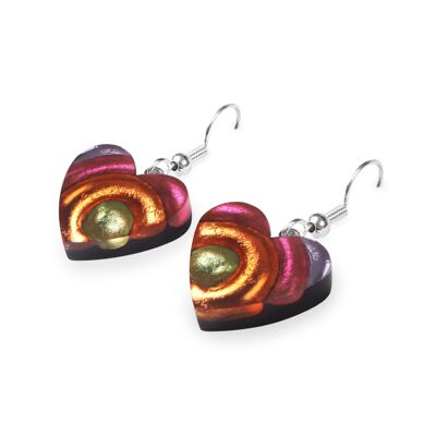 Multi-Coloured Heart Resin Earrings