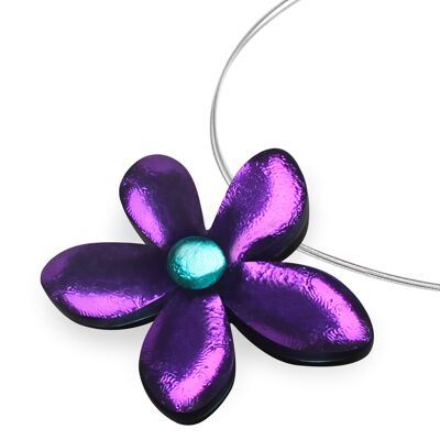 Purple Flower Resin Necklace