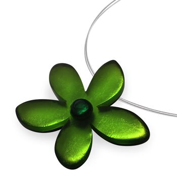 Collier Résine Fleur Verte 1