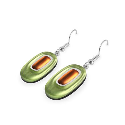 Green & Orange Coloured Resin Earrings