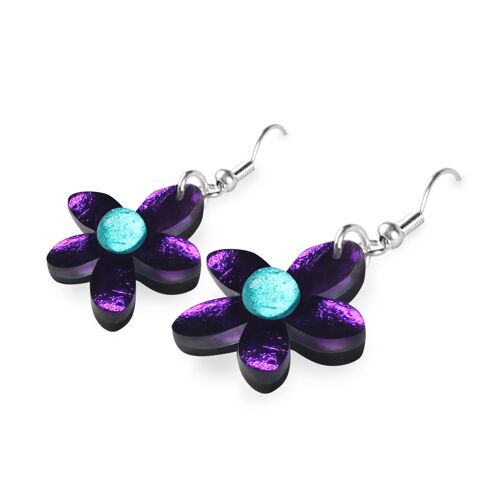 Purple Flower Resin Earrings