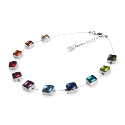 Multi Coloured Squares Resin Necklace