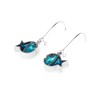 Boucles d'oreilles en résine de poisson de couleur bleu/turquoise 1