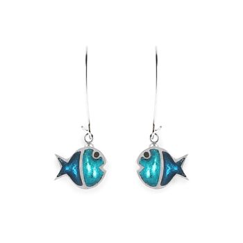 Boucles d'oreilles en résine de poisson de couleur bleu/turquoise 2