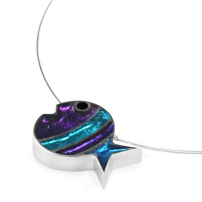 Purple/Turquoise Coloured Fish Resin Necklace
