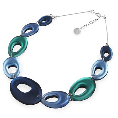 Blue/Teal Coloured Ovals Resin Necklace