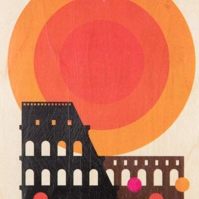 Carte postale en bois - around the world rome 73
