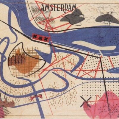 Carte postale en bois - paintown amsterdam