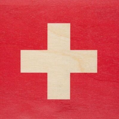 Wooden postcard - Swiss flags
