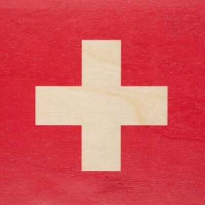 Carte postale en bois - flags Suisse