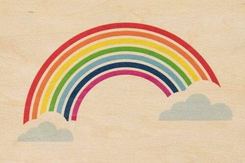 Carte postale en bois - miami rainbow bis