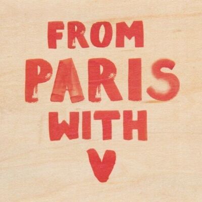 Wooden postcard - painted Paris from paris with love