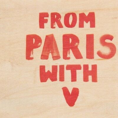 Wooden postcard - painted Paris from paris with love