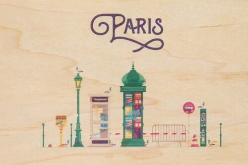 Carte postale en bois - Paris 1