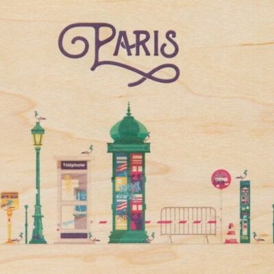Carte postale en bois - Paris 1