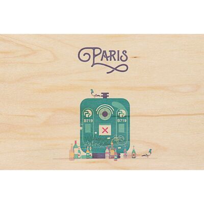 Carte postale en bois - Paris 7