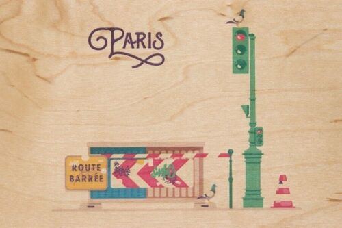 Carte postale en bois - Paris 9