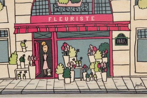 Carte postale en bois - paris illustré fleuriste