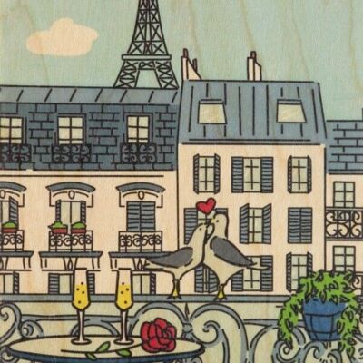 Wooden postcard - paris illustrated eiffel