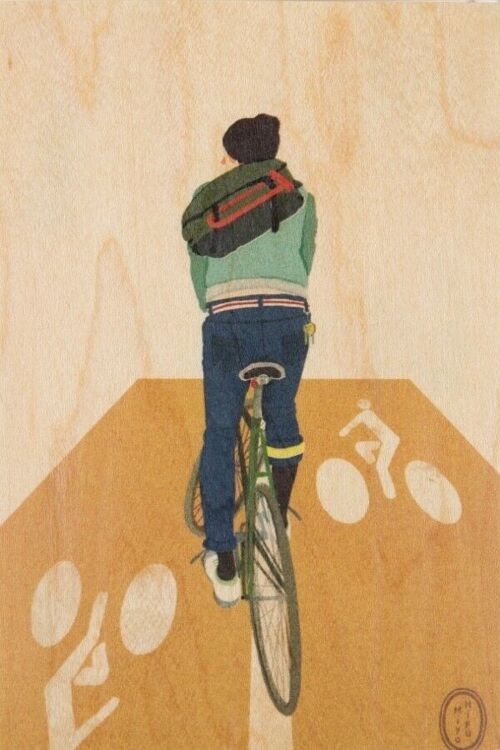 Carte postale en bois - france bike