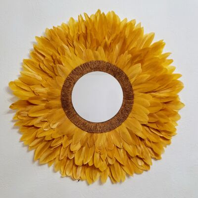 Cappello Juju specchio giallo senape e juta dorata - 70 cm