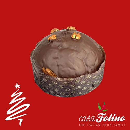 Classic Panettone covered with chocolate coating dark nuts and figs 1kg