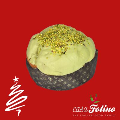 Italienischer Panettone mit Sahne und Deckel mit Pistazie 1 Kg