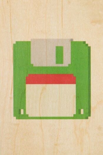 Carte postale en bois - hello 80's floppy