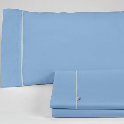 estelia - juego de sábanas liso color azul claro - cama de 160 (4 piezas) - 50% algodón / 50% poliéster - 144 hilos. gramage: 115