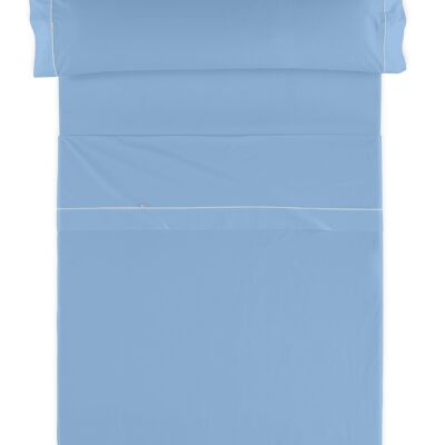 estelia - juego de sábanas liso color azul claro - cama de 105 (3 piezas) - 50% algodón / 50% poliéster - 144 hilos. gramage: 115