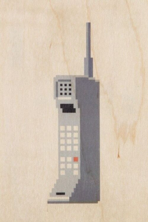 Carte postale en bois - hello 80's phone