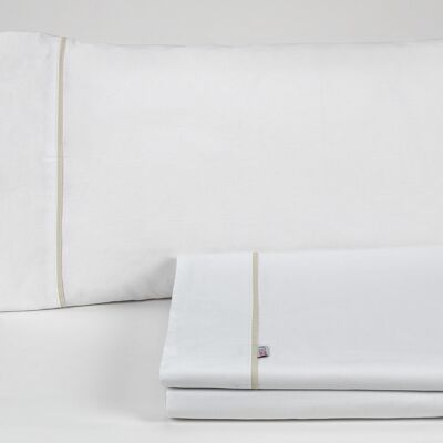 estelia - juego de sábanas liso color blanco - cama de 90 (3 piezas) -50% algodón / 50% poliéster - 144 hilos. gramage: 115
