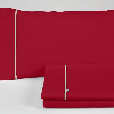 estelia - juego de sábanas liso color burdeos - cama de 90 (3 piezas) -50% algodón / 50% poliéster - 144 hilos. gramage: 115