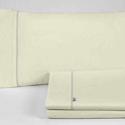 estelia - juego de sábanas liso color crema - cama de 90 (3 piezas) -50% algodón / 50% poliéster - 144 hilos. gramage: 115