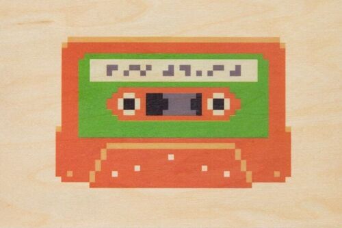 Carte postale en bois - hello 80's tape