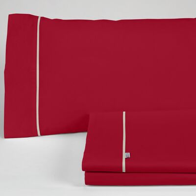 estelia - juego de sábanas liso color burdeos - cama de 180 (4 piezas) -50% algodón / 50% poliéster - 144 hilos. gramage: 115