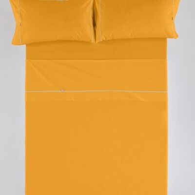 estelia - juego de sábanas liso color maíz - cama de 200 (4 piezas) -50% algodón / 50% poliéster - 144 hilos. gramage: 115