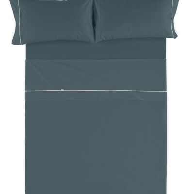 estelia - juego de sábanas liso color gris - cama de 160 (4 piezas) -50% algodón / 50% poliéster - 144 hilos. gramage: 115