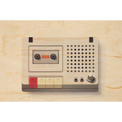 Postal de madera - iconos de la música K7