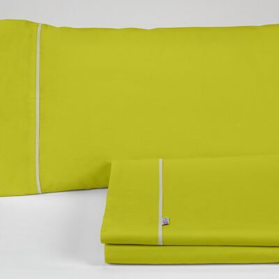 estelia - juego de sábanas liso color pistacho - cama de 90 (3 piezas) -50% algodón / 50% poliéster - 144 hilos. gramage: 115