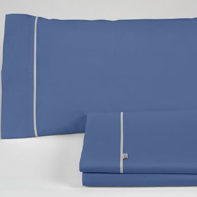 estelia - juego de sábanas liso color azulón - cama de 150 (3 piezas) -50% algodón / 50% poliéster - 144 hilos. gramage: 115