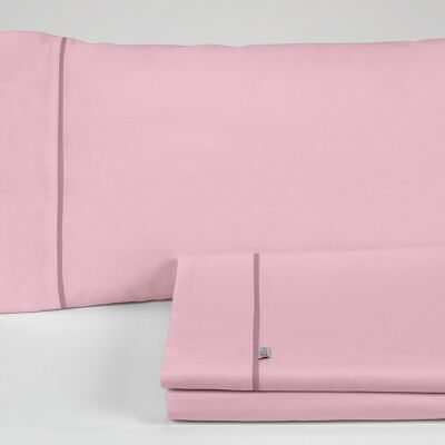 estelia - juego de sábanas liso color rosa - cama de 160 (4 piezas) -50% algodón / 50% poliéster - 144 hilos. gramage: 115