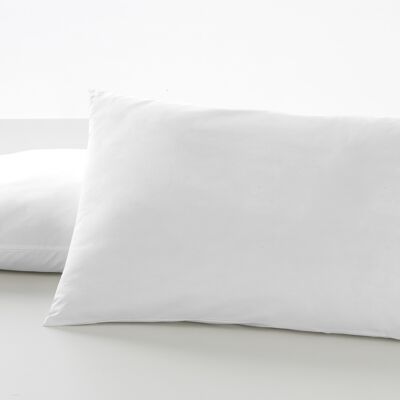 estelia - pack de dos fundas de almohada color blanco - 50x80 cm - 50% algodón / 50% poliéster - 144 hilos - cierre en tapa y solapa. gramage: 115