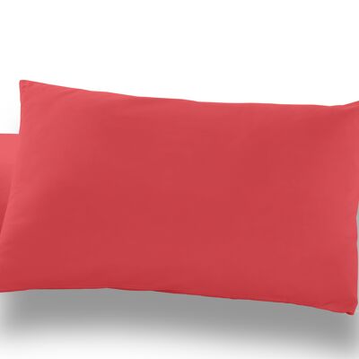estelia - pack de dos fundas de almohada color rojo - 50x80 cm - 50% algodón / 50% poliéster - 144 hilos - cierre en tapa y solapa. gramage: 115