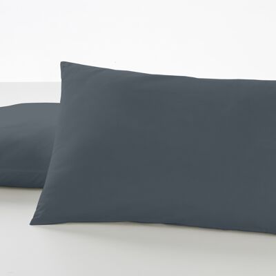 estelia - pack de dos fundas de almohada color gris - 50x80 cm - 50% algodón / 50% poliéster - 144 hilos - cierre en tapa y solapa. gramage: 115
