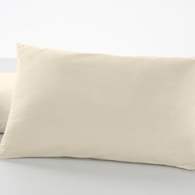 estelia - pack de dos fundas de almohada color crema - 50x80 cm - 50% algodón / 50% poliéster - 144 hilos - cierre en tapa y solapa. gramage: 115