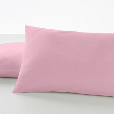 estelia - pack de dos fundas de almohada color rosa - 50x80 cm - 50% algodón / 50% poliéster - 144 hilos - cierre en tapa y solapa. gramage: 115