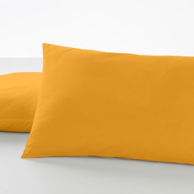estelia - pack de dos fundas de almohada color maíz - 50x80 cm - 50% algodón / 50% poliéster - 144 hilos - cierre en tapa y solapa. gramage: 115