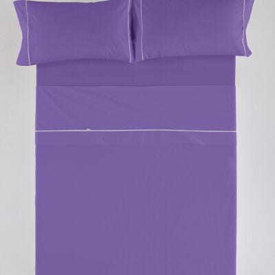 estelia - juego de sábanas liso color lila - cama de 180 (4 piezas) -50% algodón / 50% poliéster - 144 hilos. gramage: 115