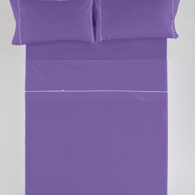 estelia - juego de sábanas liso color lila - cama de 160 (4 piezas) -50% algodón / 50% poliéster - 144 hilos. gramage: 115